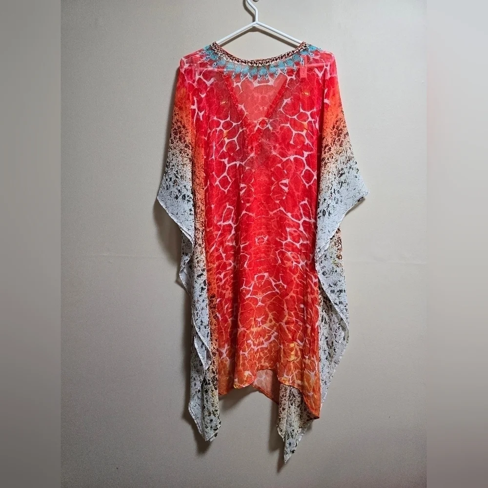 True colors sheer cover up color orange with rhinestones embellishment one size - Picture 6 of 8